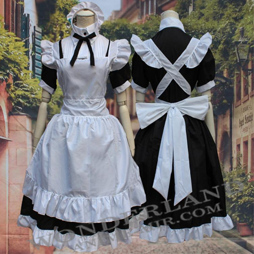 Косплей платье горничной - С юбкой ниже колен / Cosplay Maid Dress